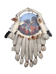 Vintage Navajo dream catcher w/real wool, X Large, Rare, hand painted, feathers - Picture 1 of 15