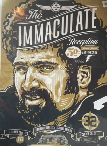 Pittsburgh Steelers Franco Harris #32 “Immaculate Reception” Serigraph 2 Poster Cover