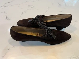 Vintage Salvatore Ferragamo Brown Suede Boot Bootie Lace Up Shoes size 8.5 AA - Picture 1 of 18