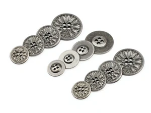12Pcs Embossed Flower Pattern 4 Hole Flat Metal Buttons DIY Sewing Embellishment - Picture 1 of 4