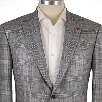 NUEVA $3,750 Isaia 'CashSilk' Platino Parche Bolsillo 2B MOP Chaqueta Para Hombre US 46S Foto 1 de 4