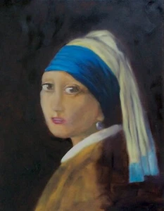 Original Oil Painting -"The Pearl Earring" 11"x14" Vermeer copy - Picture 1 of 4