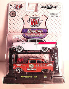 M2 Machines Ground Pounders Auto Lifts 1957 Chevrolet 150 (2 Cars Pack) - NIP