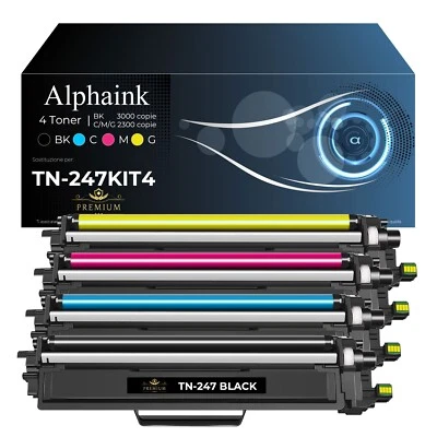 4 TONER TN-247 COMPATIBILI BROTHER DCP L3500 L3550 HL L3210CW L3270CDW L3770CDW - Immagine 1 di 4