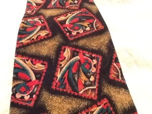 Vintage Italian Silk Tie Graphic Design Black Yellow Red Green Handmade - Picture 1 of 4