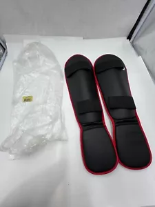 Shin Guards C2-SG Black/Red (L/XL) Form-Fitting Shape Dense Padding - Picture 1 of 6