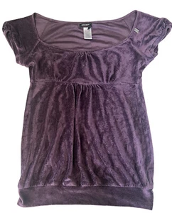 MISS SIXTY Purple Velvet Babydoll Top Size Small - Picture 1 of 10
