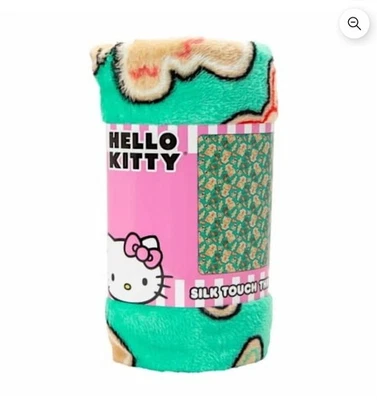 🎄 Hello Kitty Christmas Gingerbread Cookies Silk Touch Throw 40x50 Blanket - Image 1 of 4