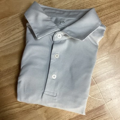 Polo masculina Southern Tide manga longa desempenho listrada cinza/branco grande - Imagem 1 de 4