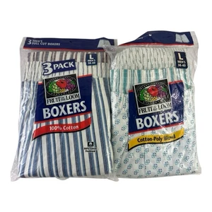 Vintage Lot Of 2 Fruit of the Loom Men’s Full Cut Boxers 3 Pack Multicolor NOS - Picture 1 of 6