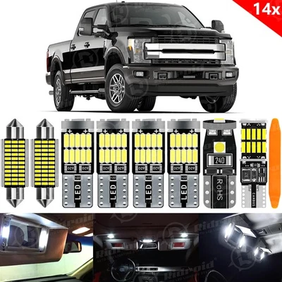 Paquete de 14 luces interiores LED blancas para Ford F250 F350 Super Duty 1999-2016 Foto 1 de 4
