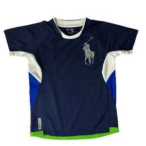 Polo Ralph Lauren Boys Performance Big Pony Logo Short Sleeve Shirt Navy Size 6 - Picture 1 of 6