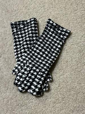 Guantes de invierno para mujer pata de gallo negros blancos pantalla táctil tejidos cálidos acogedores elegantes Foto 1 de 4