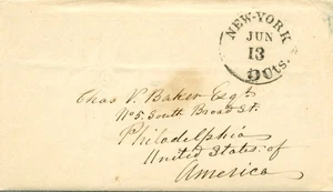 MTM354 1854 TRANSATLANTIC COVER FROM KINGDOM OF SARDINIA TO USA PHILA PRIVATELY - Picture 1 of 6