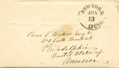 MTM354 1854 TRANSATLANTIC COVER FROM KINGDOM OF SARDINIA TO USA PHILA PRIVATELY - Image 1 of 4
