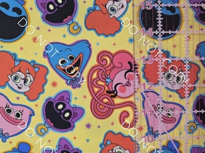 Custom 100% Cotton Woven Fabric Poppy Playtime Video Game 1/4 Yard 9x56 - Image 1 of 2