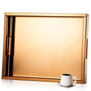 Large Rectangle Ottoman Trays Mirrored, 18x14 inches Durable Serving Trays - Picture 1 of 7