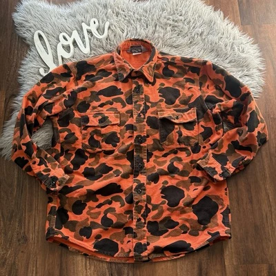 Vintage The Sportsmans Guide Orange Camo Chamois Shirt Mens Size Large USA - Image 1 of 4