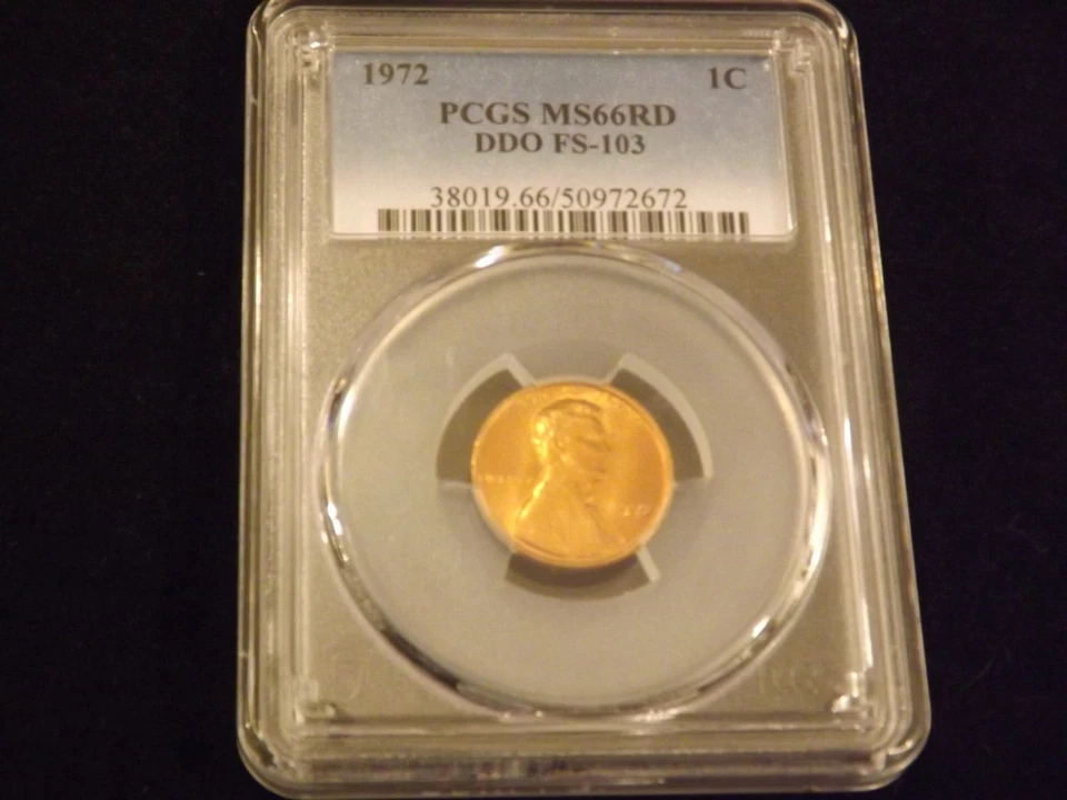 1972-S   1 C         Lincoln Cent         DDO          PCGS  MS 66 RD - Image 1 of 2
