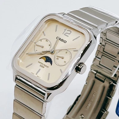 Casio MTP-M305D-9AV Moon Phase Quartz Men's Watch Gold Dial Analog From Japan - Image 1 of 4