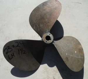 23 X 24 BRONZE 3 Blade Left Hand Propeller 1-1/2” Bore Prop Wheel 23x24 INV:A2 - Picture 1 of 7