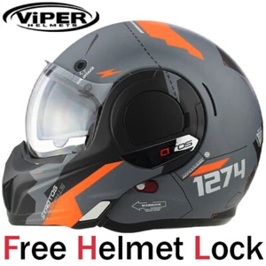 Viper F242 180° Flip Over P&J Rated Motorcycle Motorbike Helmet - Verto Orange - Picture 1 of 1