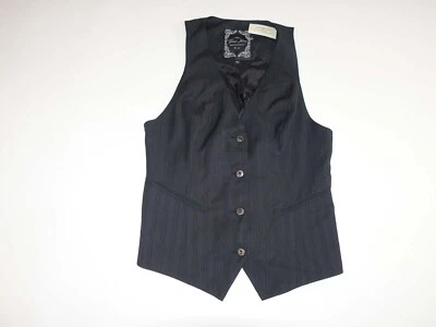 Guess Women's Suit Vest Size XL NWT Jet Black Blue Striped 4 Button - Image 1 of 4
