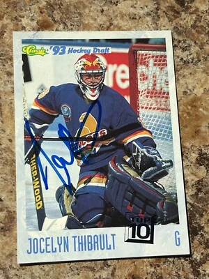 1993 Classic Hockey #10 - Jocelyn Thibault Rookie Card AUTOGRAPH - Image 1 of 2