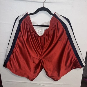 Vintage Nike Basketball Shorts Mens XXL Red Shiny Silky Dazzle Baggy Y2K Mesh 90 - Picture 1 of 13
