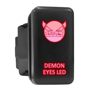 DEMON EYE LED - Red Backlit Push In Switch 1.54"x 0.83" (Fit: Toyota) - Picture 1 of 6