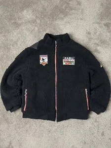 Vintage Womens Black Fleece Zip Up Ski Jacket with Ski Patches by Zabu, Size L - Picture 1 of 14
