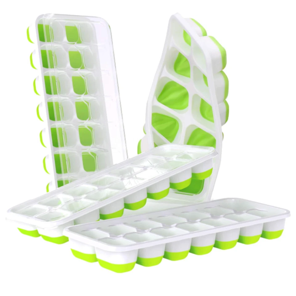 4 Pack Ice Cube Trays Easy-Release 56 pcs Ice Cubes with Spill-Resistant - Image 1 of 4