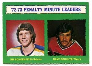 1973-74 OPC Dave Schultz Jim Schoenfeld Penalty Minute Leaders #137 Light Back - Picture 1 of 2