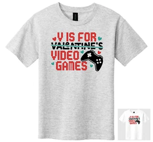 Funny Valentine's T-Shirt " V is for Video Games" Youth & Adults, Unisex sizes - Picture 1 of 11