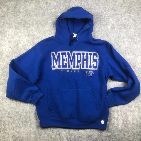 Russell Memphis Tigers Hoodie Adult Medium  Pullover Embroidered Retro Blue Cover
