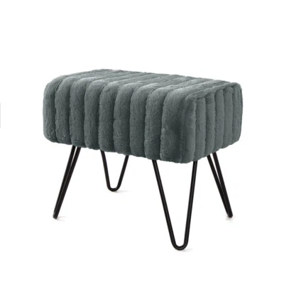 Otomana de piel sintética de visón súper suave elegante reposapiés y tocador banco sala de estar Foto 1 de 4