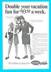 1969 National Car Rental PRINT AD United Air lines stewardess automobile car - Picture 1 of 3