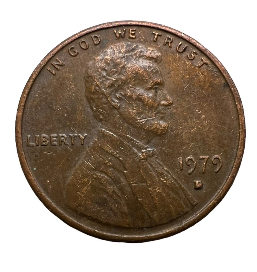 United States 1 Cent Error Coin Lincoln Memorial Penny 1979 D (Solid D) - Image 1 of 4