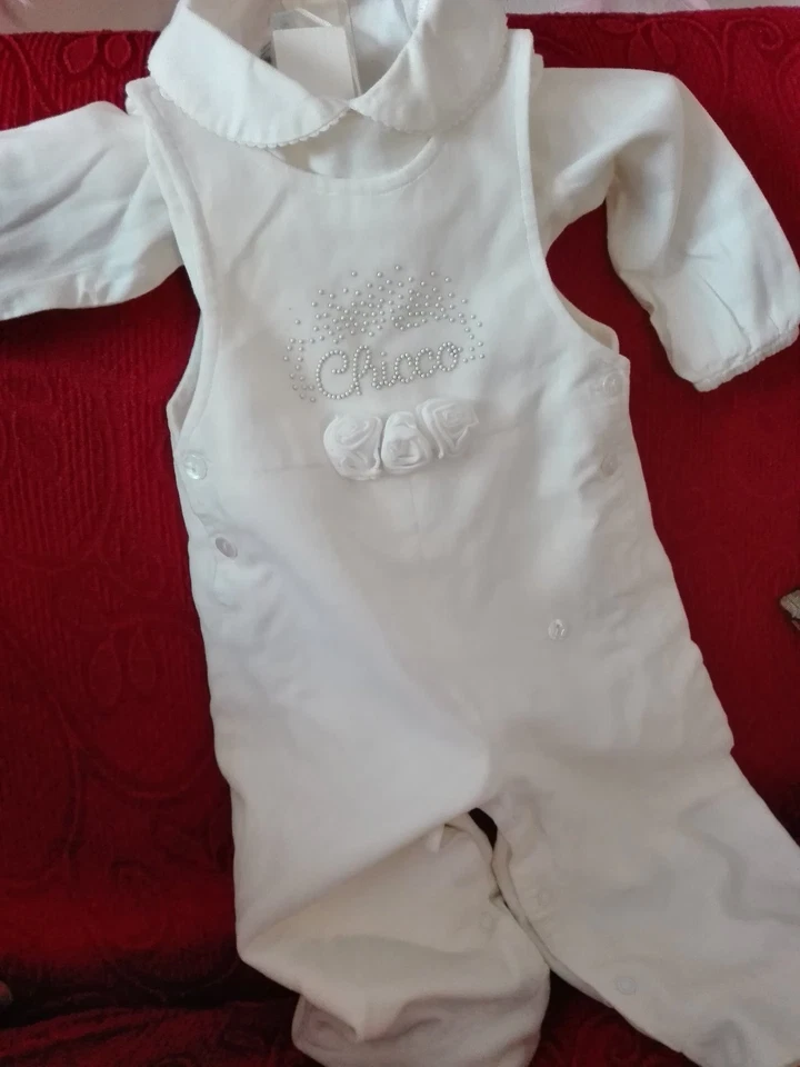 Salopette bimba taglia  12 mesi in velluto beige nuova - Immagine 1 di 4