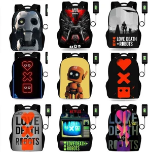 Cosplay Love Death and Robots Kids Backpack Boys Girls Schoolbag USB Stationery - Picture 1 of 33