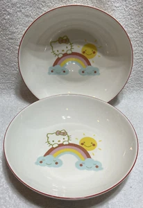 2 Hello Kitty By Sanrio 9" Ceramic Bowl Cereal Pasta Noodle Over the Rainbow New - Picture 1 of 5