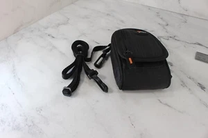 LOWEPRO BELT CAMERA CASE BAG WITH SHOULDER STRAP SMALL 6" BLACK CANVAS - Picture 1 of 6