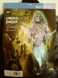 KOMPLETTES ZOMBIE KINDER HALLOWEEN KOSTÜM VON FUN WORLD JUNGE MEDIUM (8) KOSTENLOSER VERSAND - Bild 1 von 6