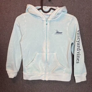 Vineyard Vines Hoodie Youth 6 Blue Zip Up Boat Nautical Casual School Flawed - Picture 1 of 11