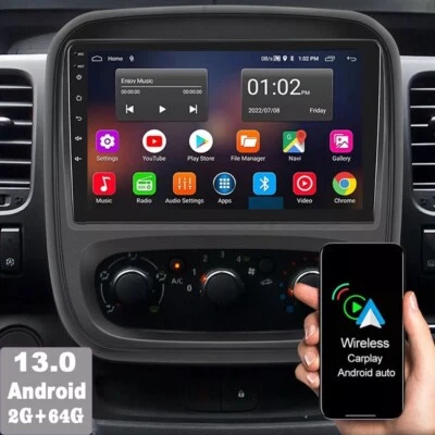 DAB+ Android 13 Autoradio Für Renault Trafic 3 Opel Vivaro B GPS RDS WIFI Kamera - Bild 1 von 4