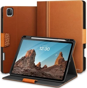 KingBlanc Coque iPad Pro 11 Pouces 2024 M4 avec Porte Crayon - Marron - Photo 1/3