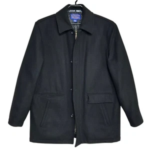 Mens Pendleton Wool Jacket Size Large Black Zip Pittock Coat Lined - Picture 1 of 7