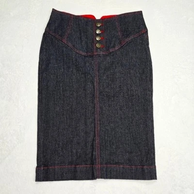 Lip Service 牛仔铅笔裙适合 27 英寸(标签尺寸 L)Rockabilly Pin Up 复古 — 第 1/4 张图片