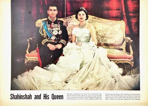 Schah von Iran & Königin Soraya Hochzeitsporträt Dmitri Kessel Vintage Magazinauszug - Bild 1 von 1