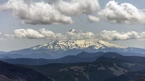 Aerial view of Oregon's Mount Hood, about 50 miles east of Portland in - Picture 1 of 1